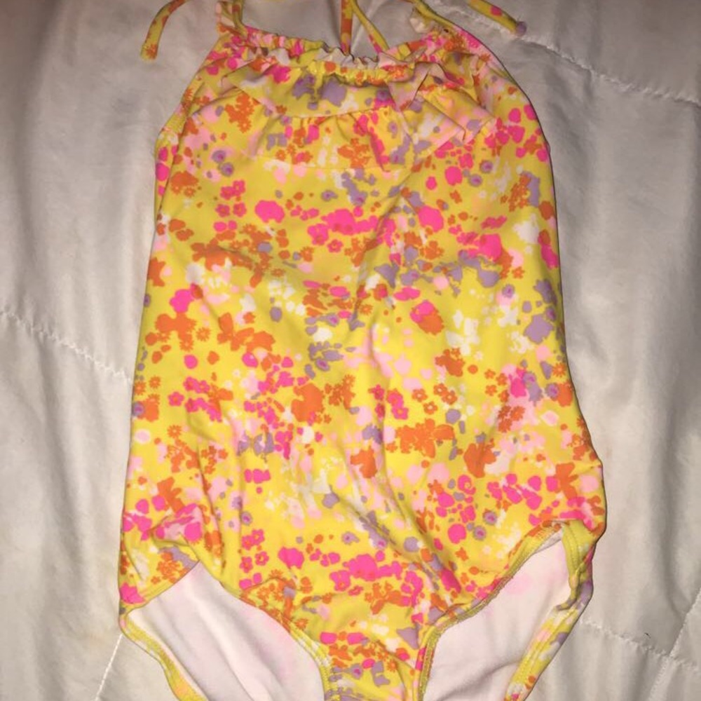 Girls Yellow Floral SwimSuit
